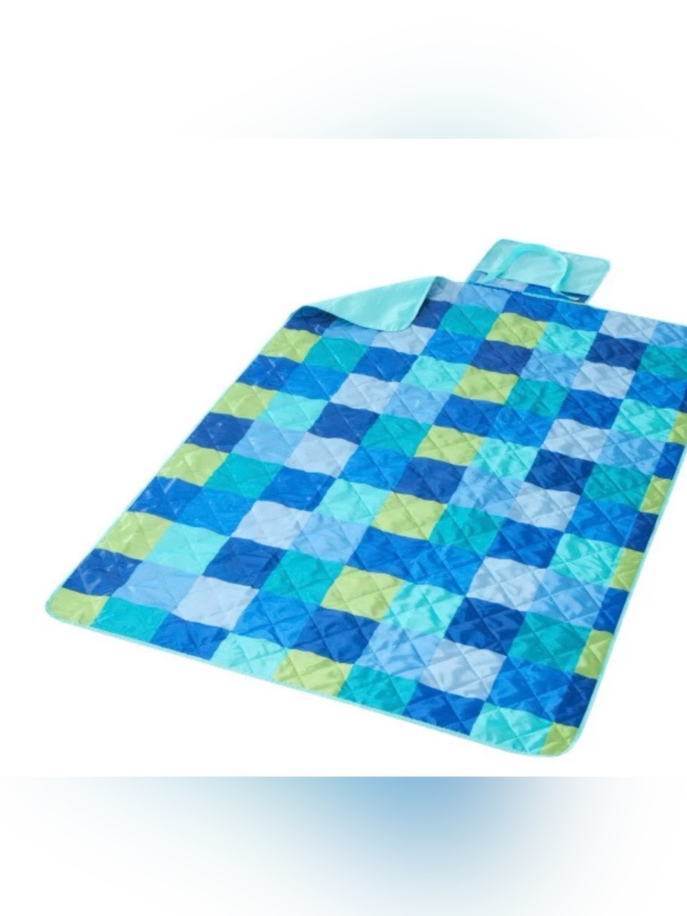 Outdoor Blanket 50"× 70" Picnic Lawn Beach Sports Blue Checkered water resistant